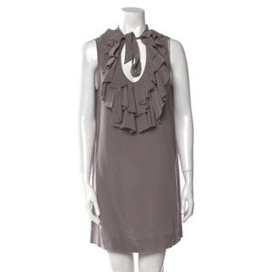 Joie Silk Ruffle Shift Dress in Gray Size XS